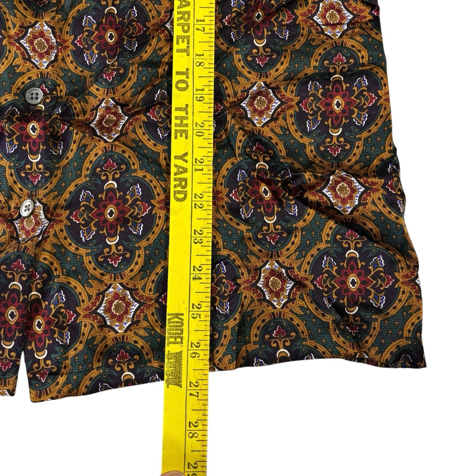 Classiques Entier Floral Silk Top Back Buttons Mock Neck Long Sleeve VTG Large*‎ - Image 8