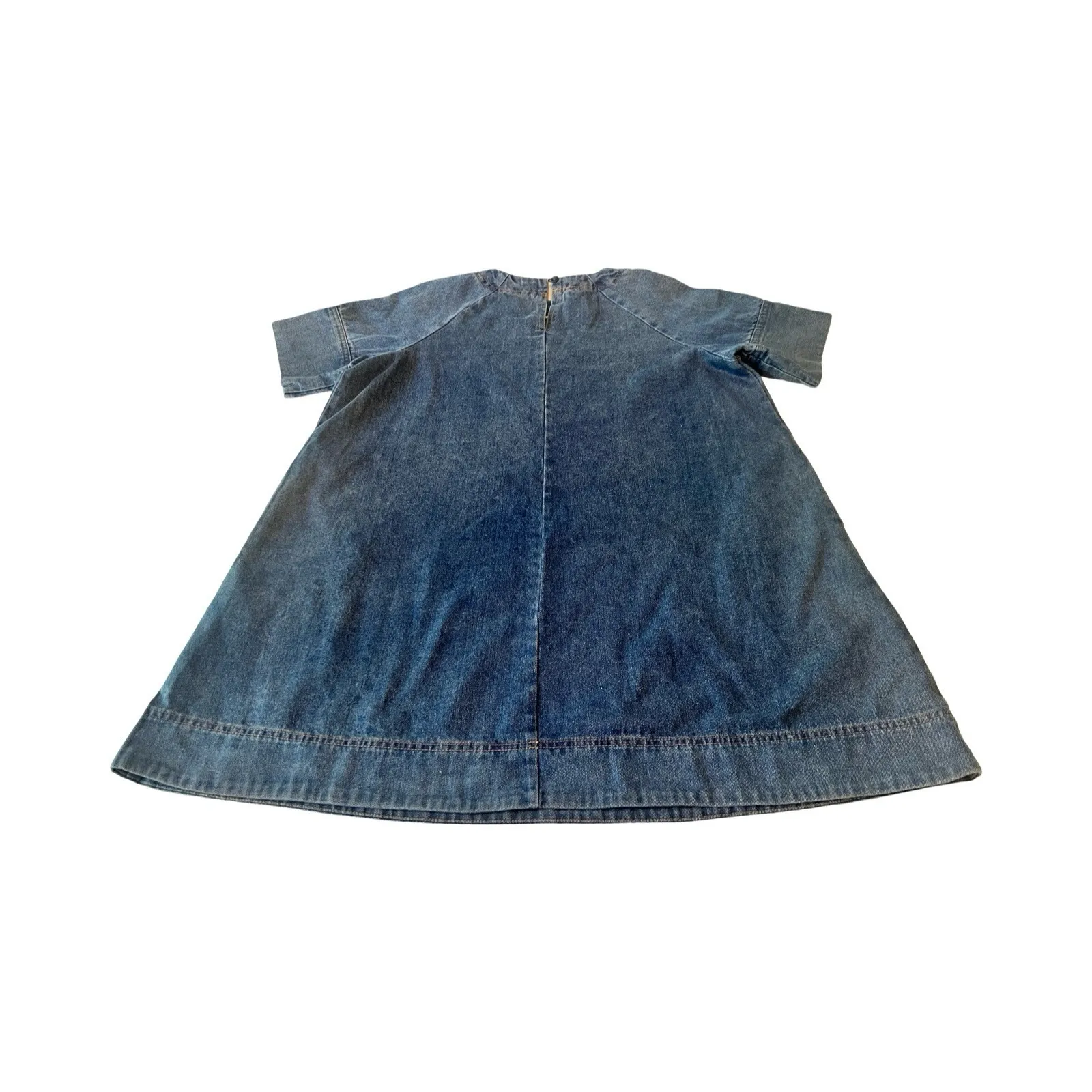 Porridge‎ Short Sleeve Denim Swing Mini Dress XS Anthropologie Oversized Pockets - Image 6