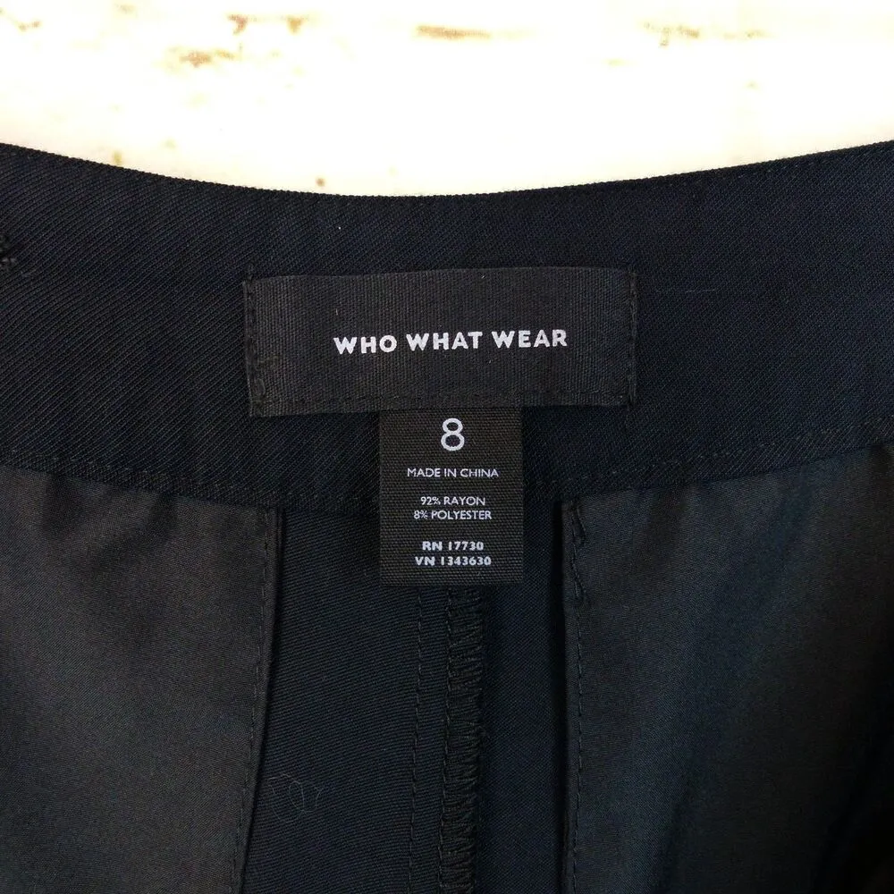 Who What Wear Pants Women 8 Black Wide Leg Crop Pleated Sailor Rayon 28x22 Boho - Image 10