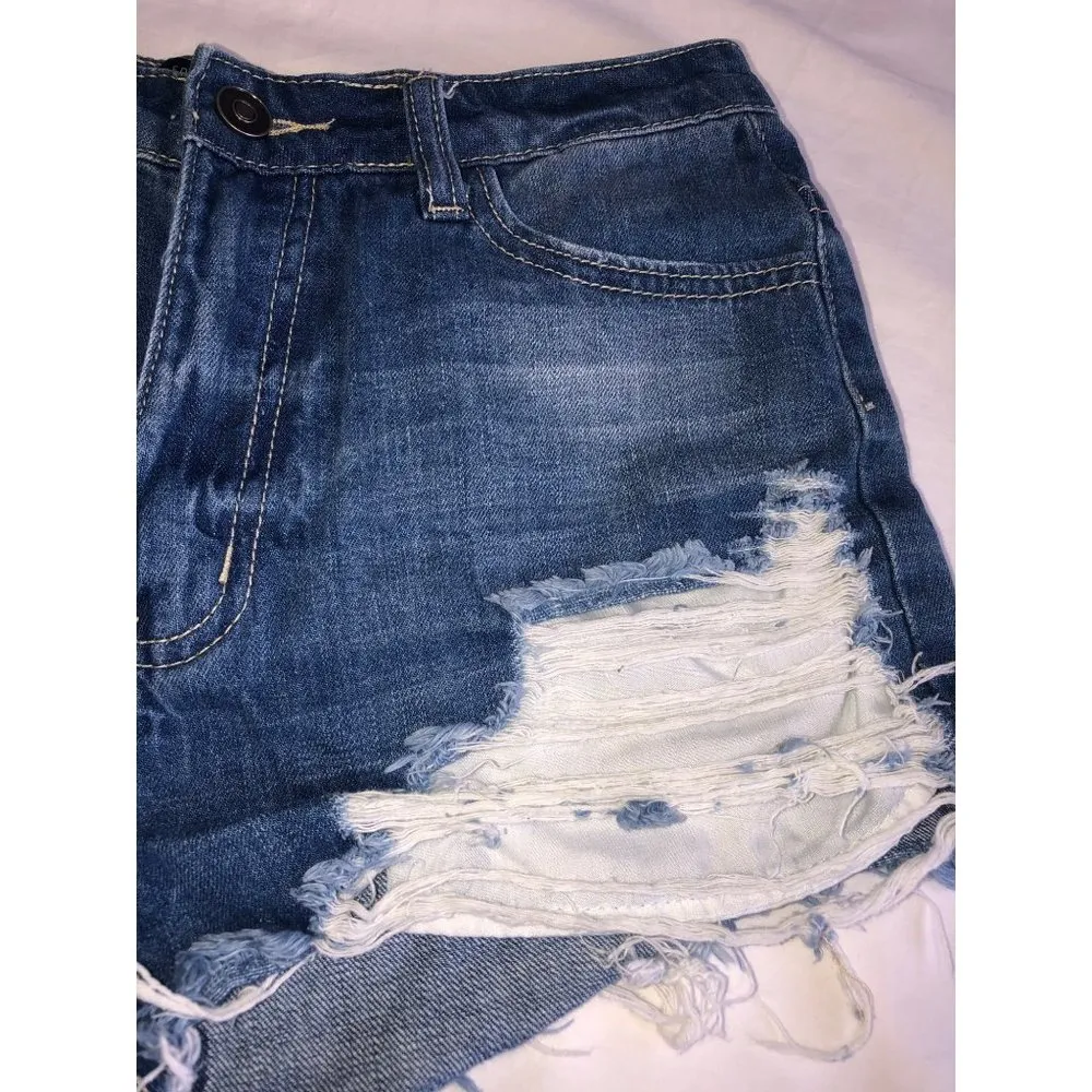 Forever 21Size S Shorts Jean Distressed Blue Denim Cut Off Festival Beach Vacay - Image 4