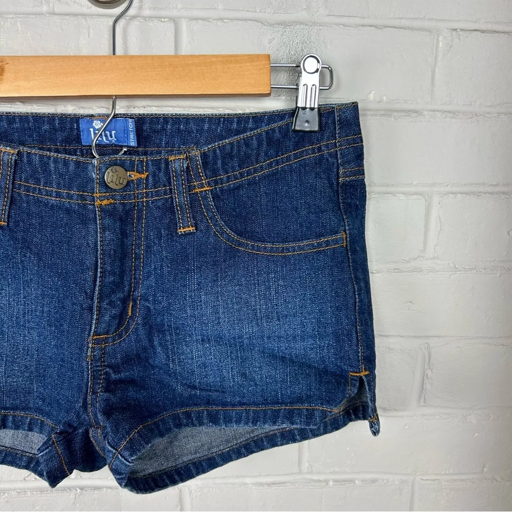Lilu Vintage Y2K Low Rise Denim Shorts Size 5 Blue - Image 4