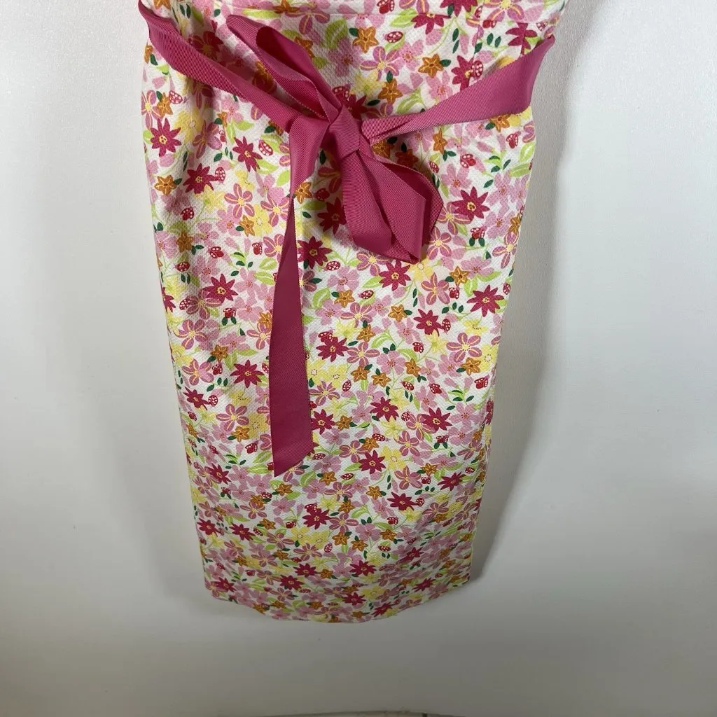 Vtg Lilly Pulitzer Pink Waist Ribbon Tie Floral‎ Lace Strapless Dress EUC Size 4 - Image 4