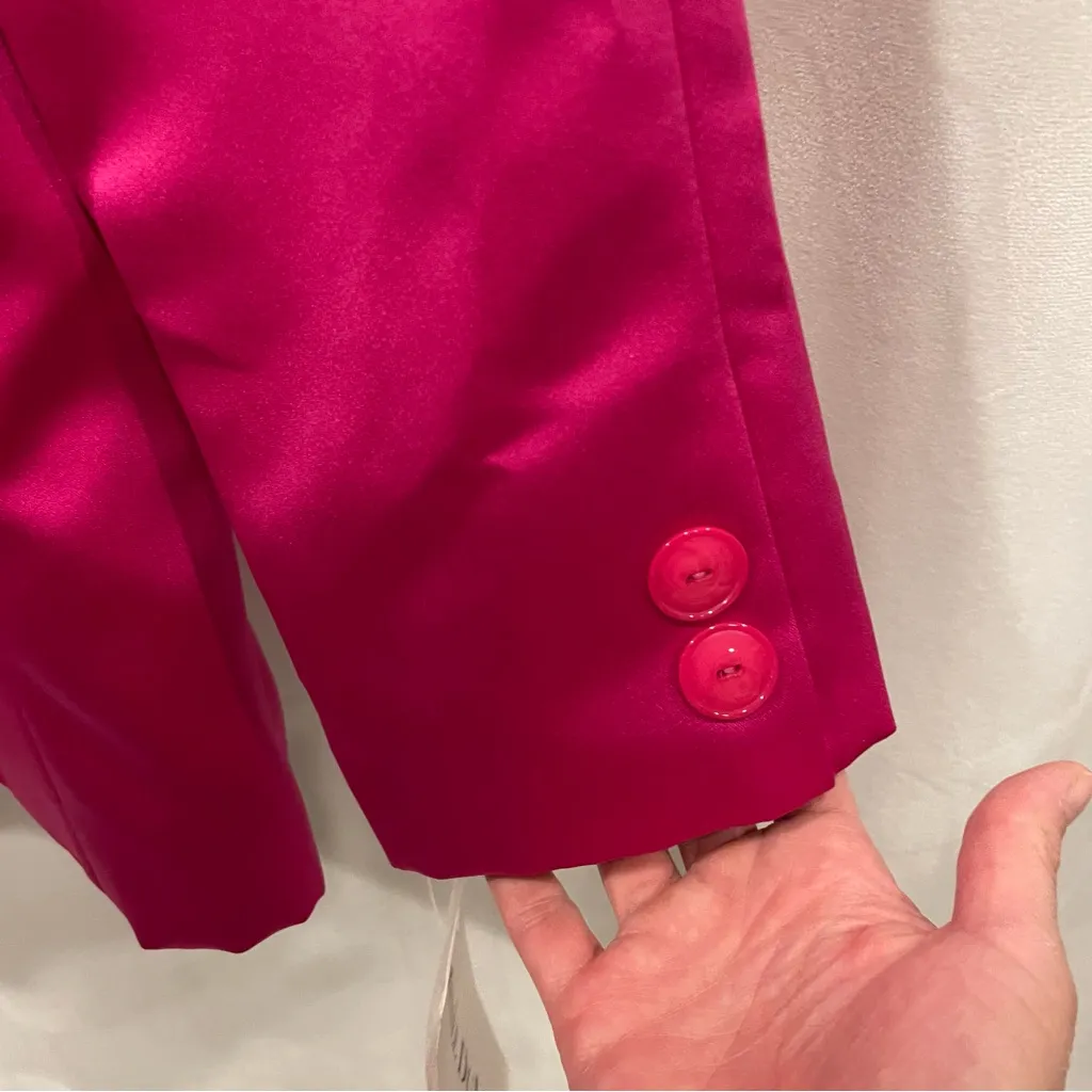 Cute Vintage 90’s Renee Dumarr saks NWT pink satin bright short luxury blazer Size 12 - Image 10
