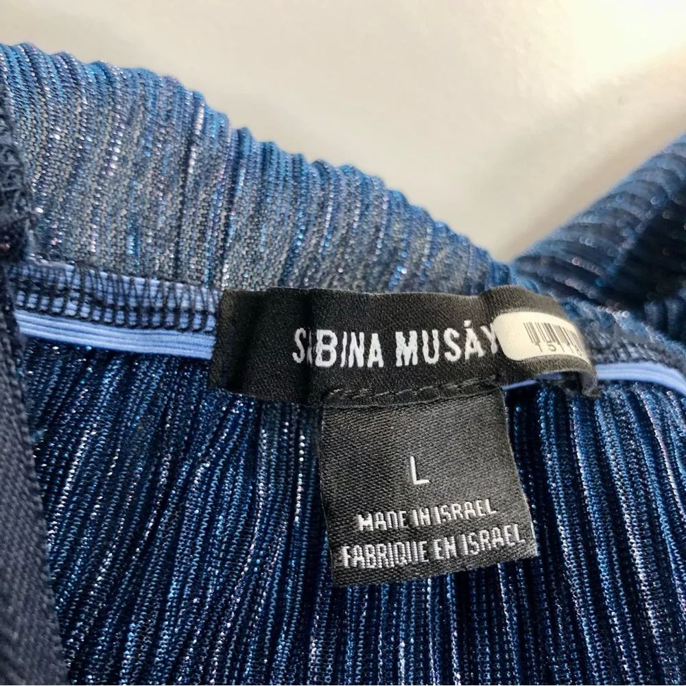 Sabina Musayev Adriana Mini Dress Semi-Sheer Metallic Long Sleeve Purple Blue L - Image 14