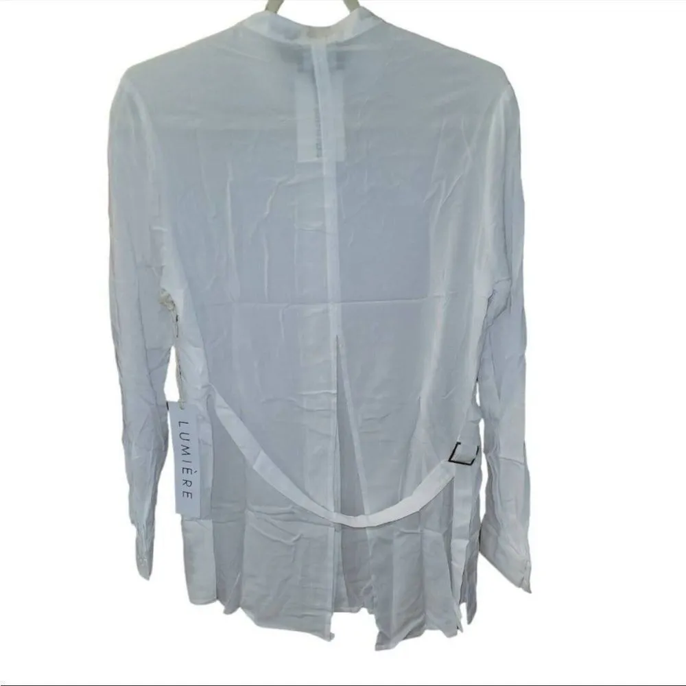 NWT urban outfitters lumiere white belted button down L - Image 2