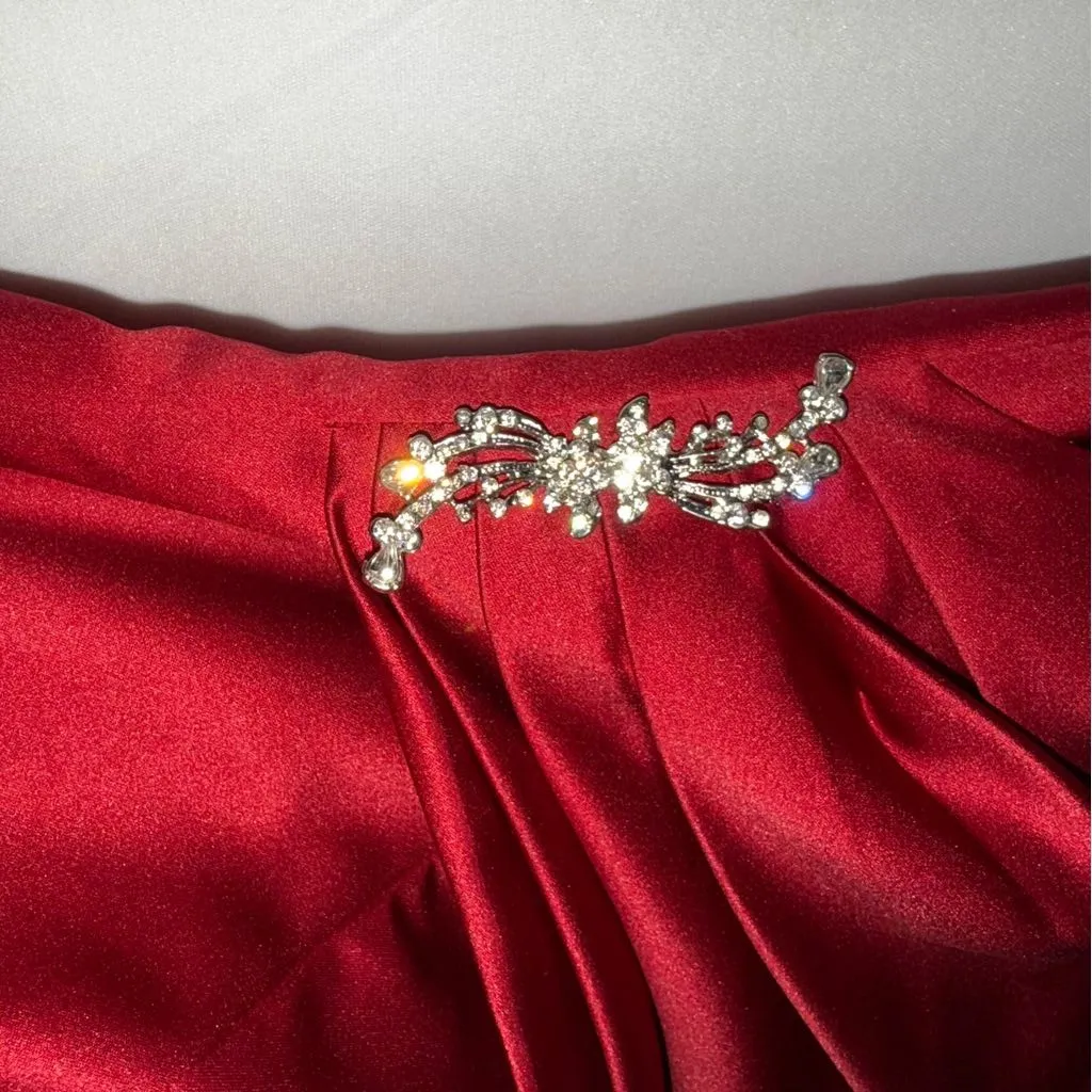 Dark Red Strapless David’s Bridal Formal Gown Prom Bridesmaids‎ Gala - Image 7