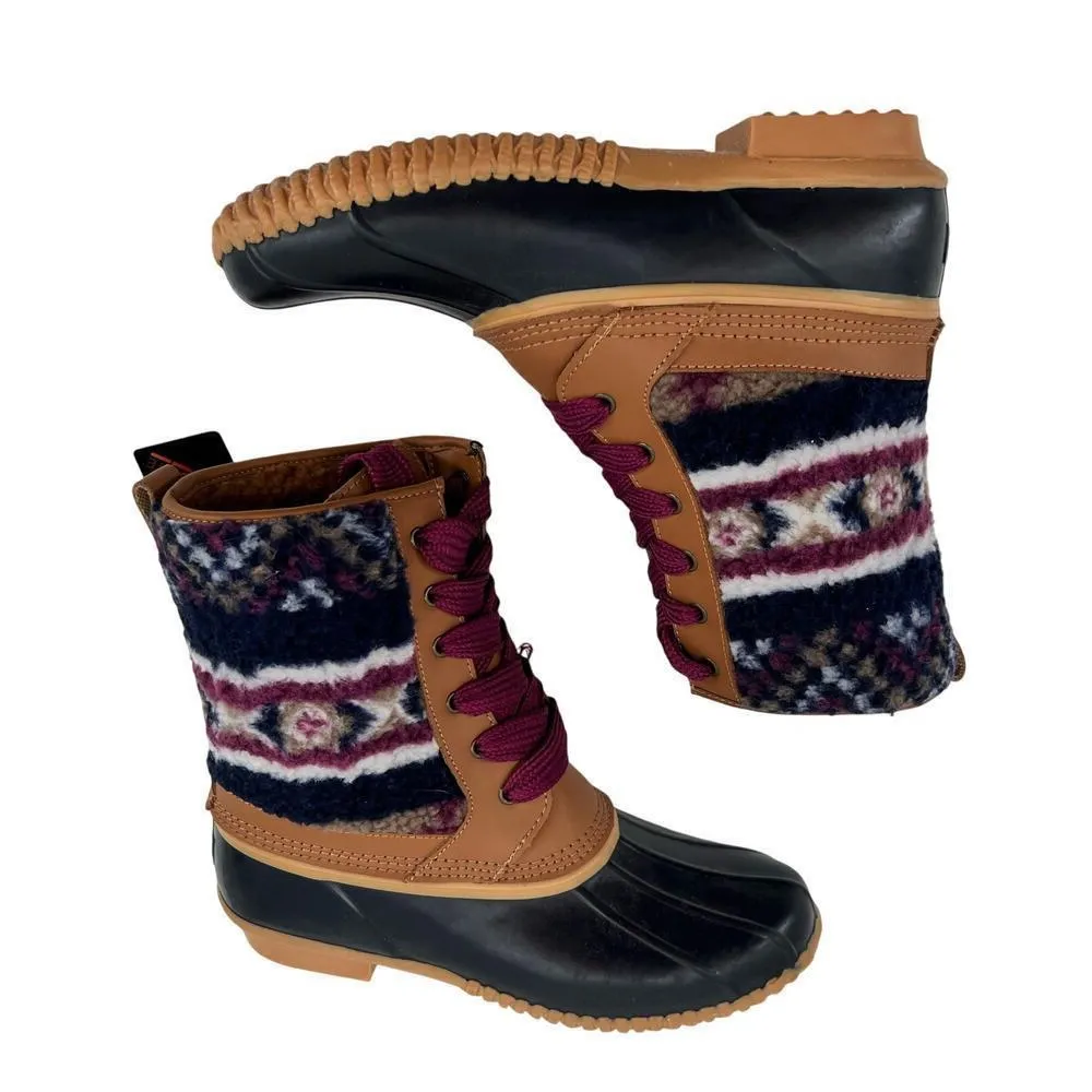 NEW Lands End Insulated Sherpa Fleece faux fur Lined Duck Boots Women's size 7.5 - Image 2