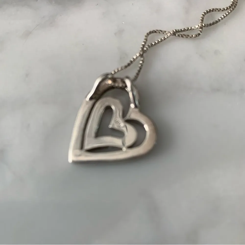 Blue Mother Of Pearl Inlay Double Heat Pendant Necklace 925 Sterling Silver 18” - Image 9