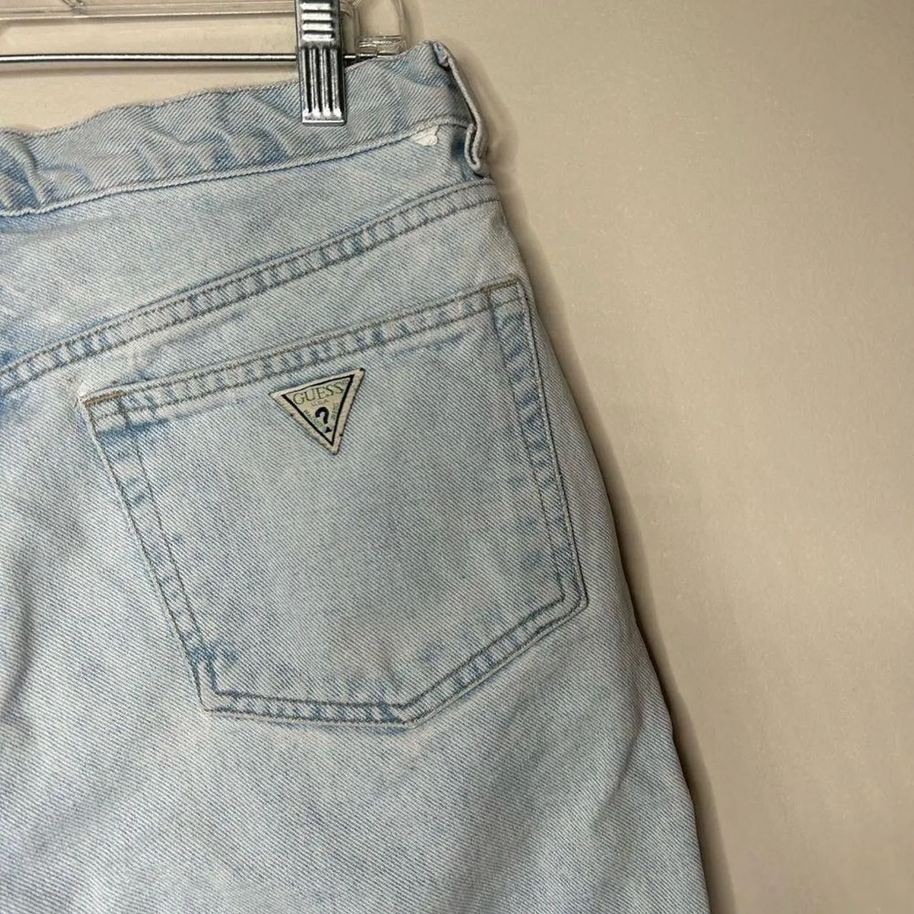 Vintage Guess light wash Blue Jean Shorts 33 100% cotton retro 90s 1990s - Image 6