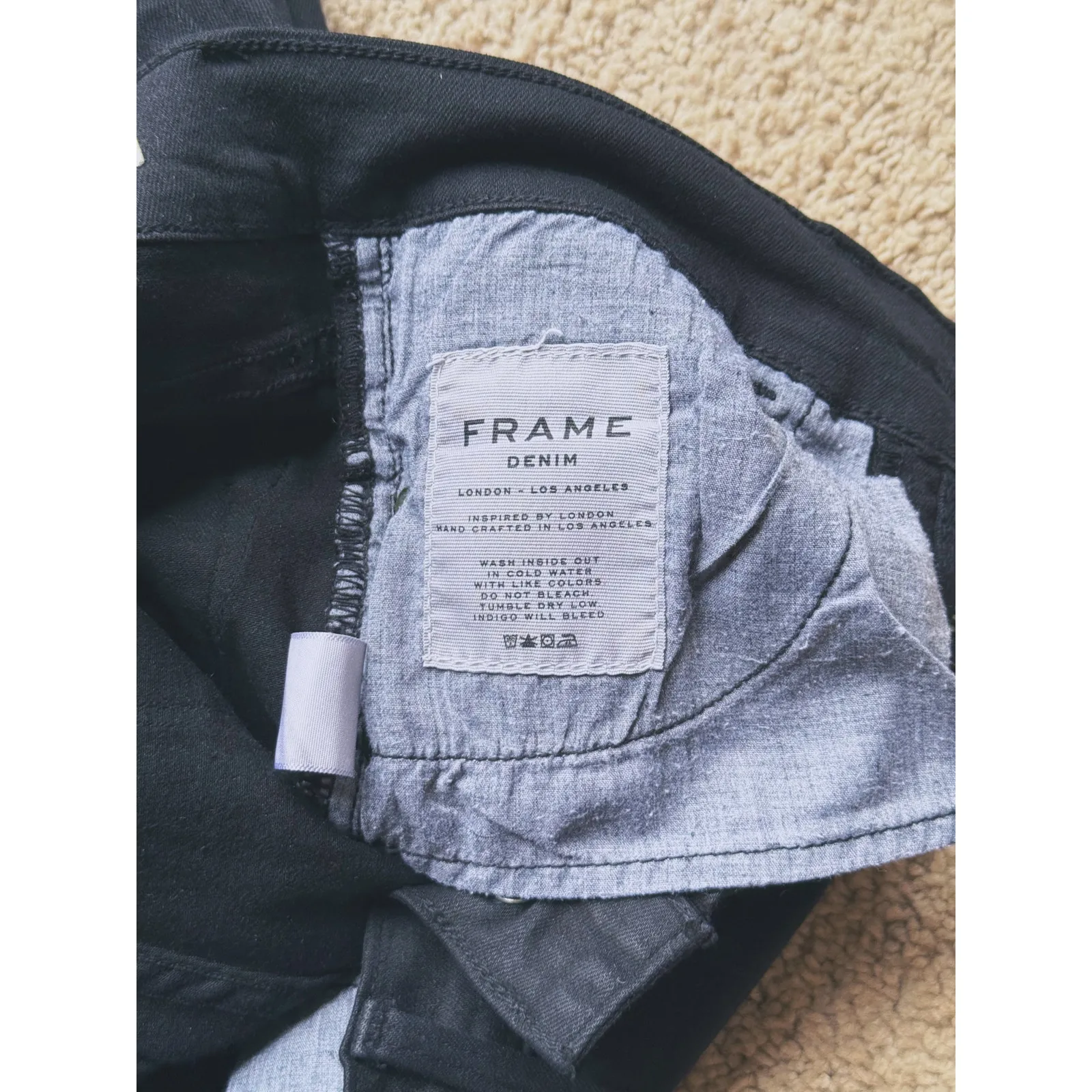 FRAME Minimalist Distressed Mid Rise Cropped Skinny Jeans 24 Black Punk Skater - Image 5