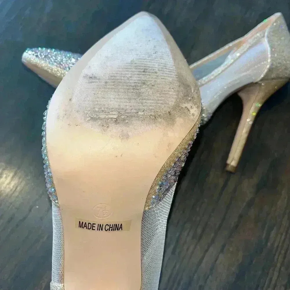 De Blossom Glitter Mesh Pointed Toe Stiletto Heels Wedding Evening Pumps - Image 6