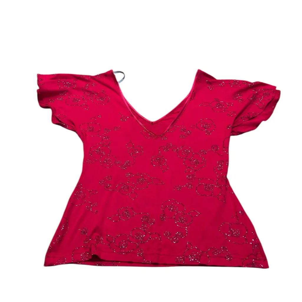 WAREHOUSE gorgeous hot pink blouse with glitter design Size 6 - Image 4