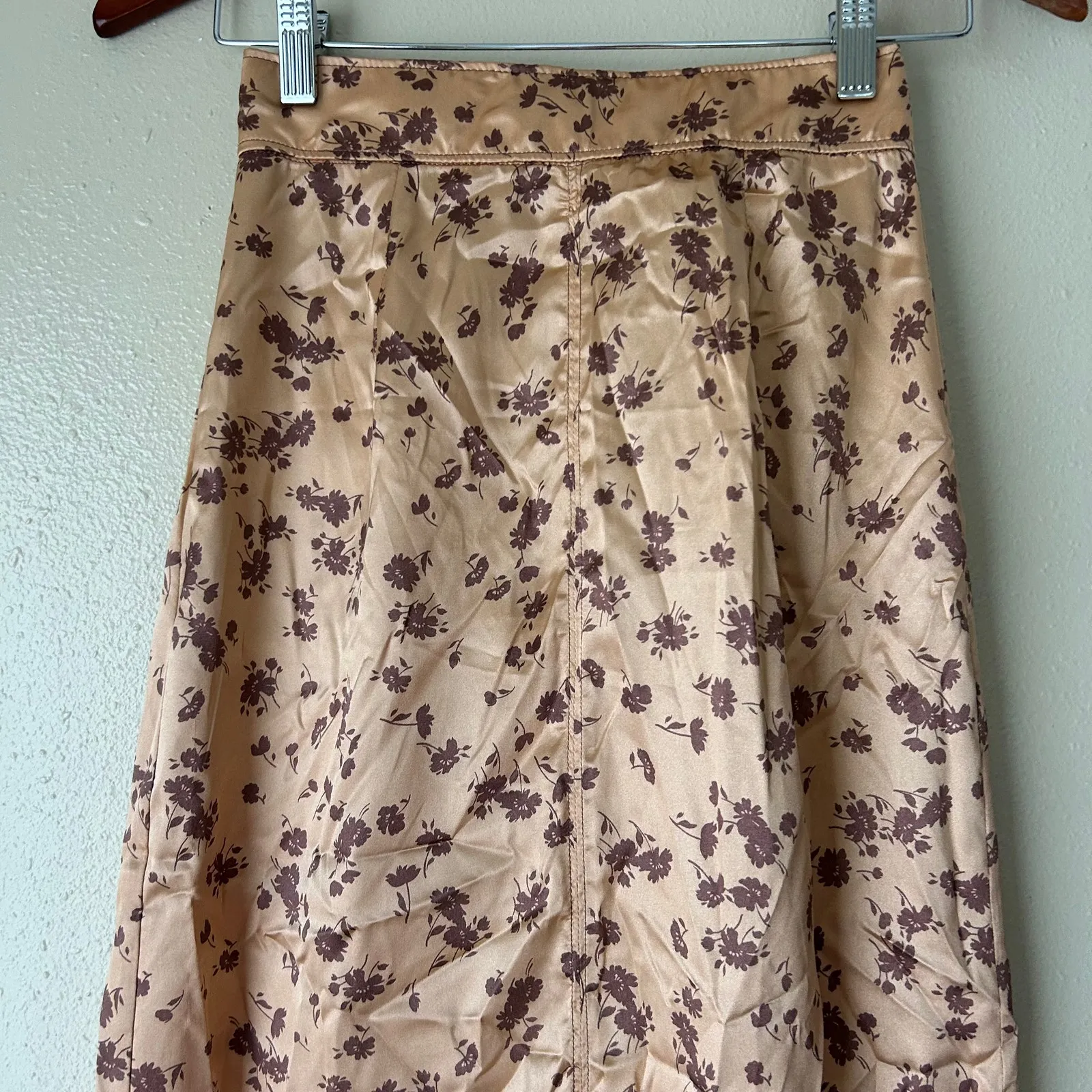 Zara Pink Champagne Floral Midi Skirt Size XS - Image 3