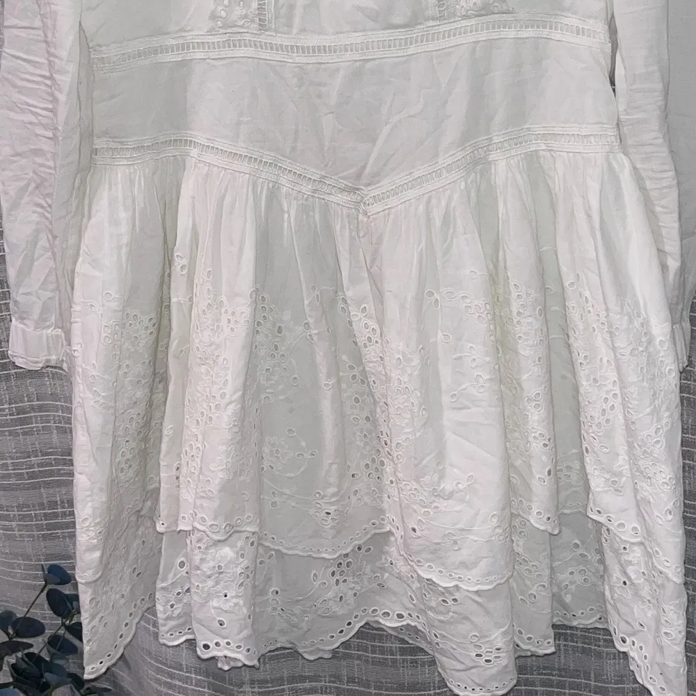 ALLSAINTS Aislyn Long Sleeve White Mini Dress w: Broiderie - Sz. 8 - Image 4