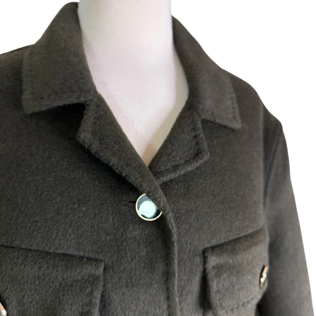 HOUSE OF HARLOW 1960 Wool Blend Cropped Jacket Olive Green Size S - Image 8
