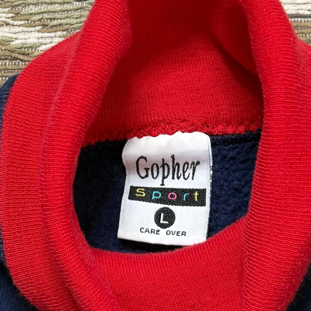 Gopher Sport Vintage Christmas Angel Sweatshirt Turtleneck Holiday USA L Large Blue - Image 5