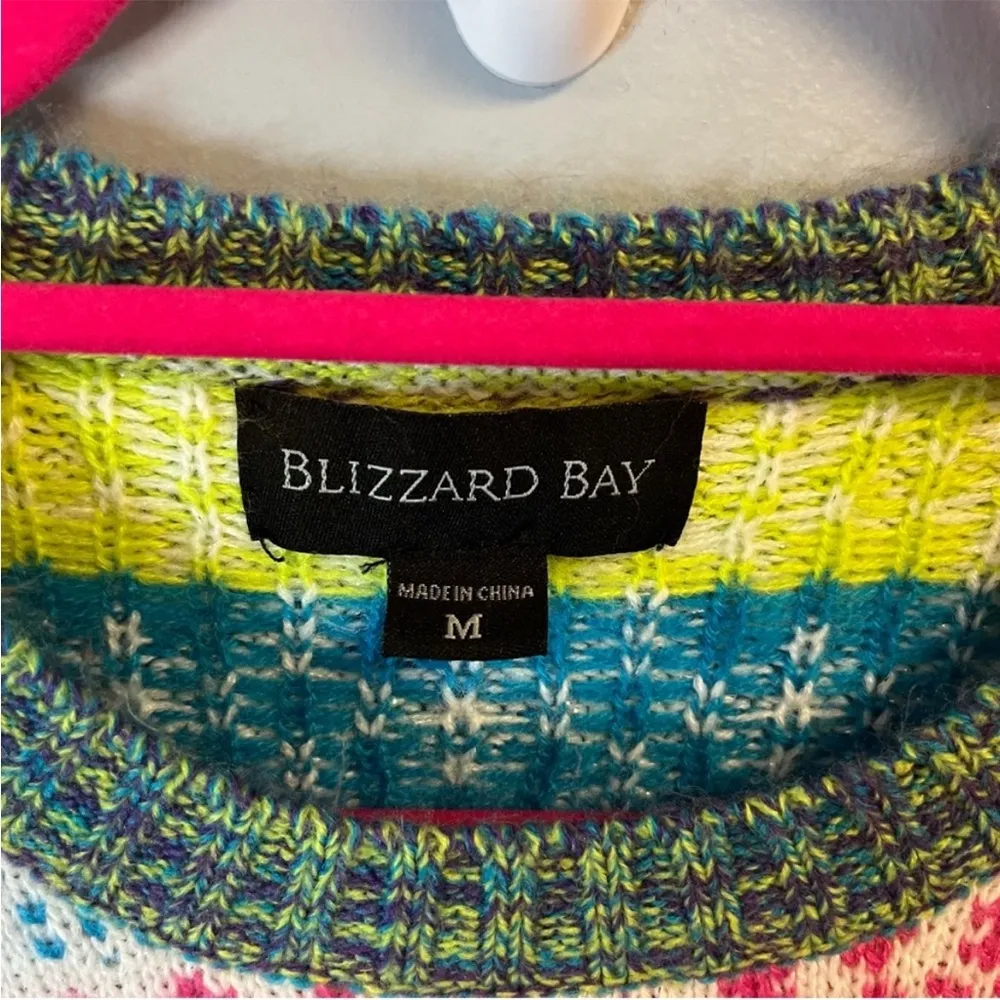 Blizzard Bay Ugly Christmas Sweater Unisex Women’s Unicorn Knit M EUC Lisa Frank White Size M - Image 4