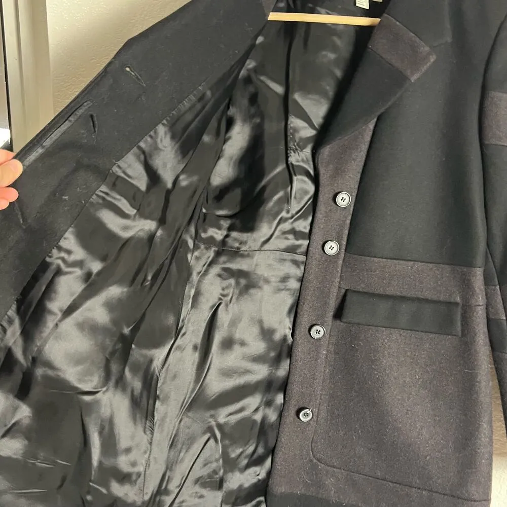 Reiss Laurent Women’s Wool Cashmere Black Gray Colorblock Pea Coat Size Small - Image 7