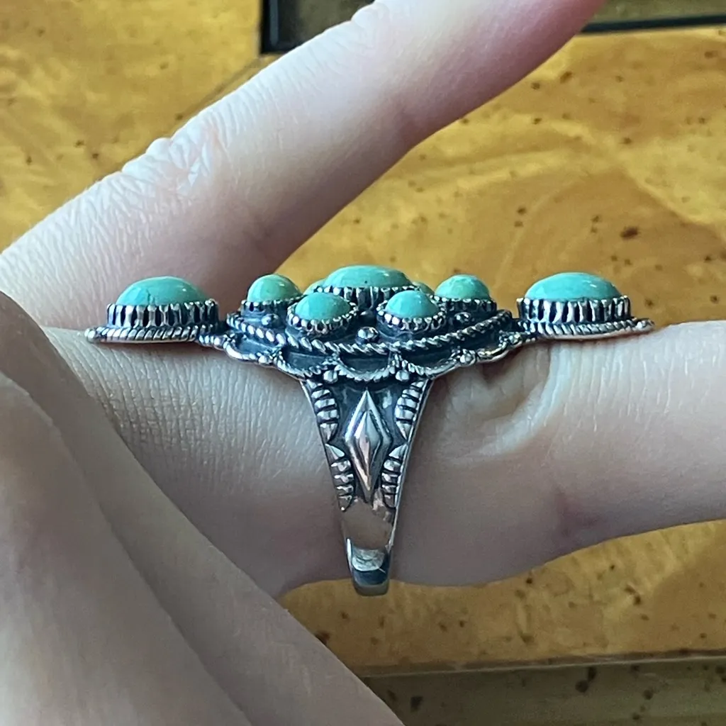 Nevada Turquoise Sterling Silver Statement Ring Size 6 Blue - Image 3