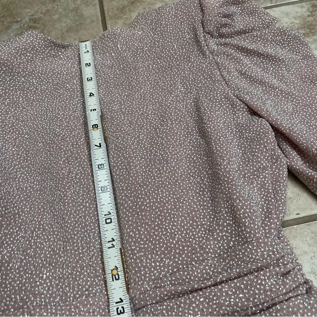 Aqua Metallic Faux Wrap Dress - Mauve Silver Size‎ 4 EUC Glitter. New Years EUC - Image 10