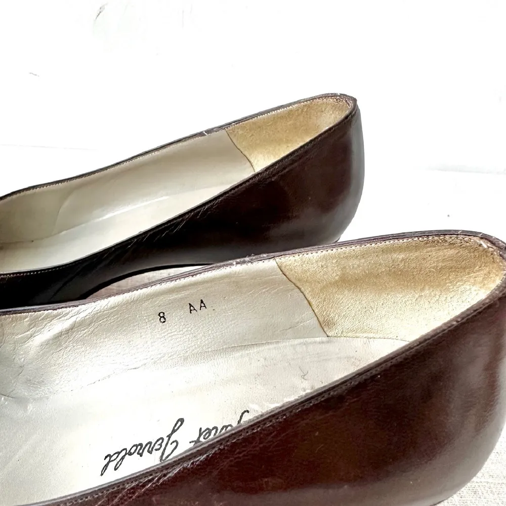 Margaret Jerrold Brown 80s Leather Pumps Heels Vintage Style‎ 8 brown pointed - Image 5