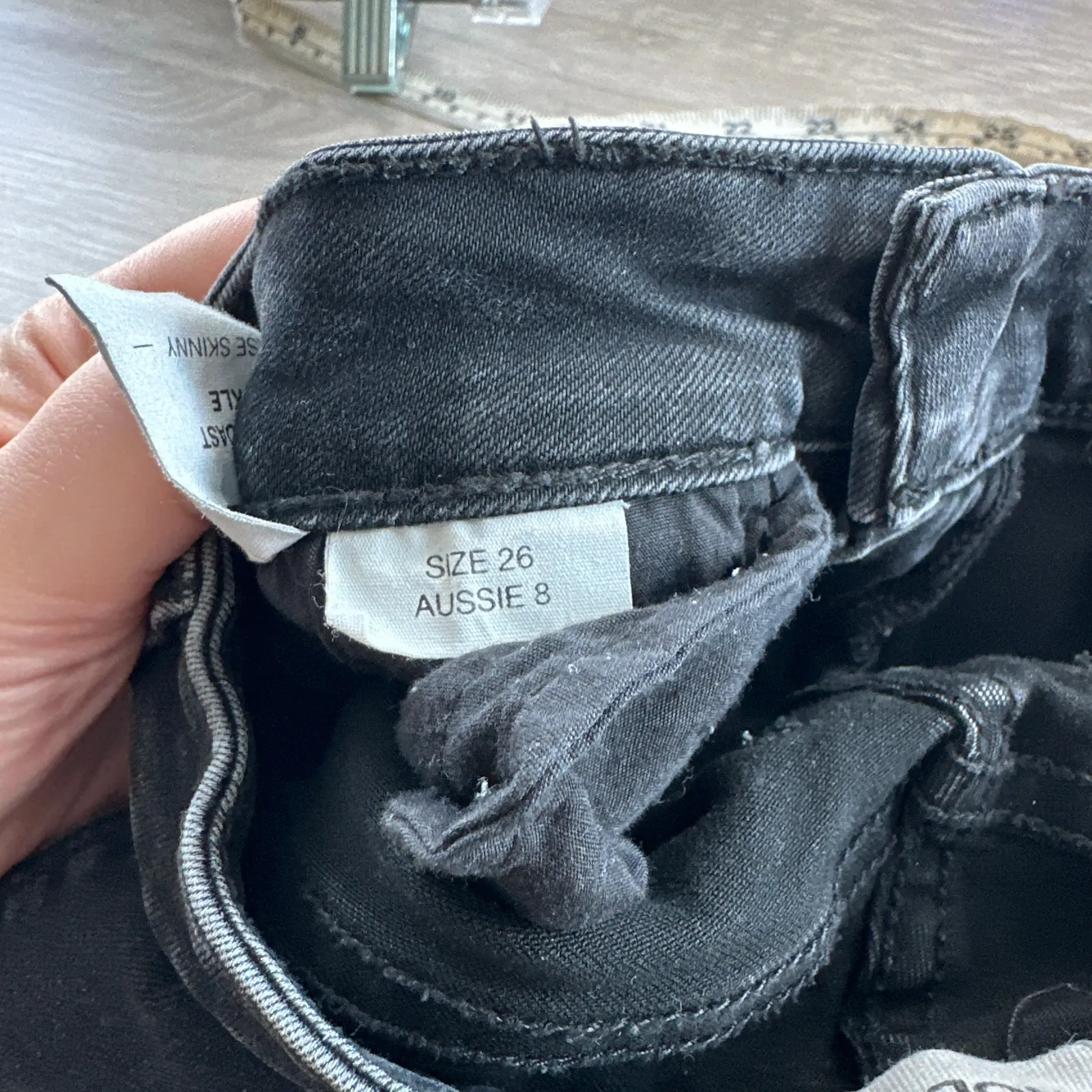 ROLLA'S Westcoast Ankle Skinny Jean Mid Rise Dusty Black Wash Distressed Size 26 - Image 11