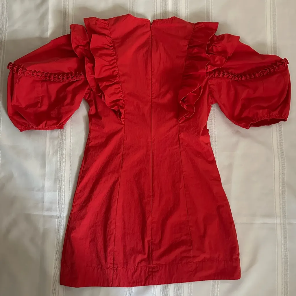 RHODE Vibrant Orange Ruffle Mini Dress Size M - Image 12