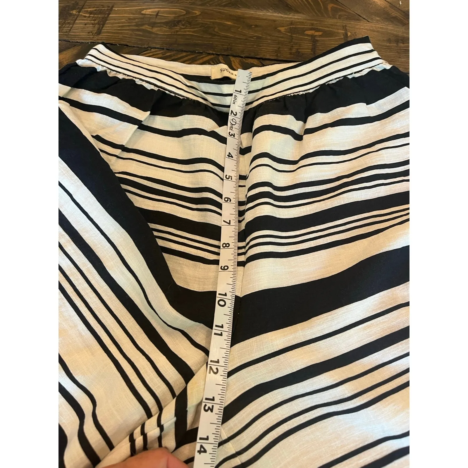 Cottage Core Wide Leg Pant Women Medium Lagenlook Boho Hippie Crop Beach Cruise Black - Image 5