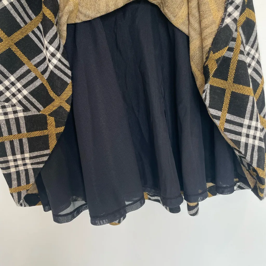 Alice + Olivia Black and Gold Plaid Dress Preppy Academia Y2K Retro - Image 6