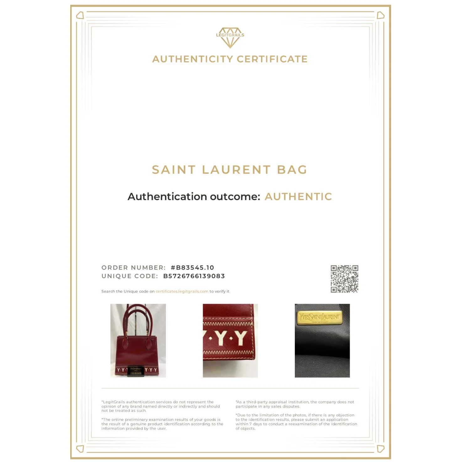 Yves Saint Laurent Red Leather Tote Bag Y Pattern Logo Auth Cert And Strap - Image 16