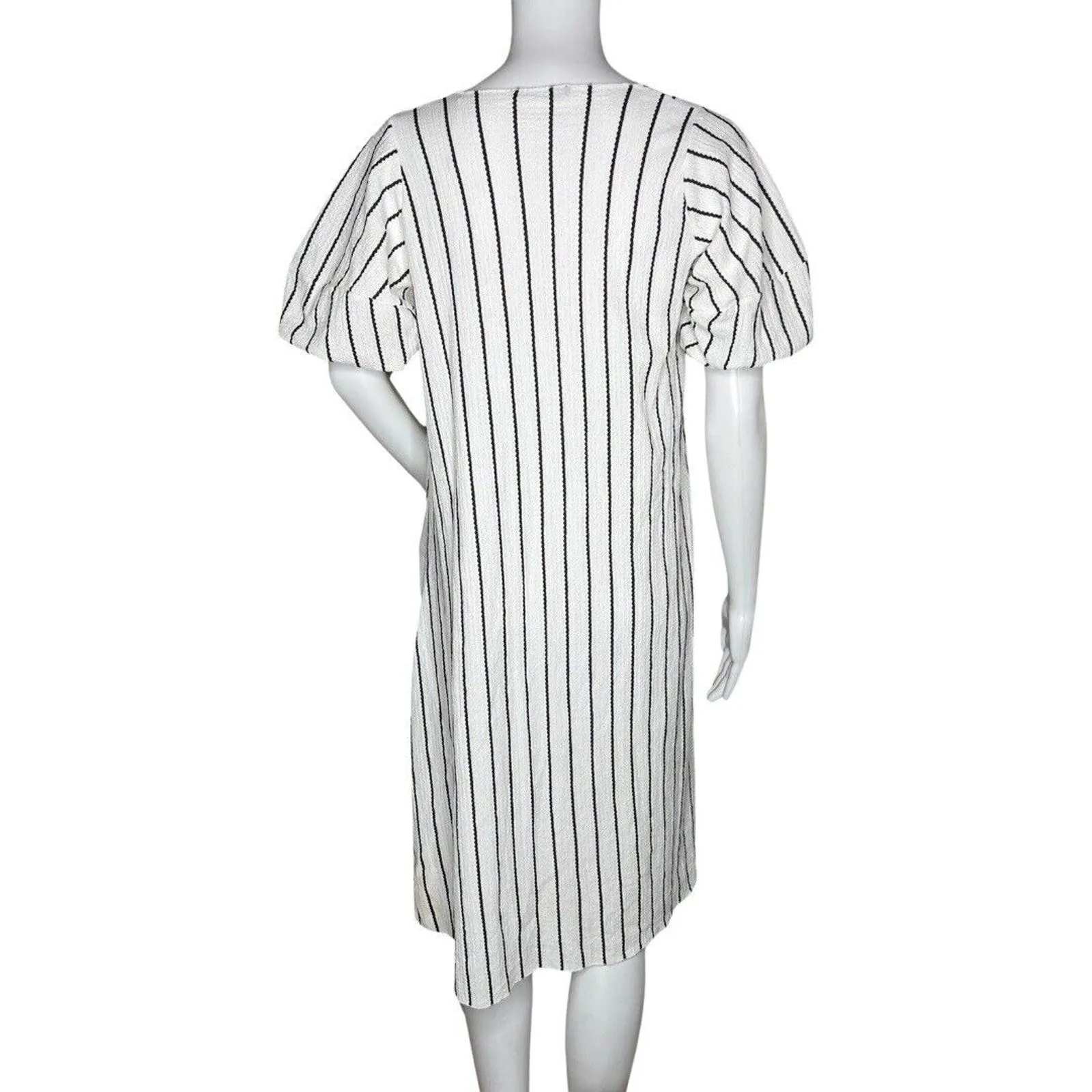 Zara Dress Womens Small White Black Stripe‎ Lightweight Neutral Gauzy Lagenlook - Image 4