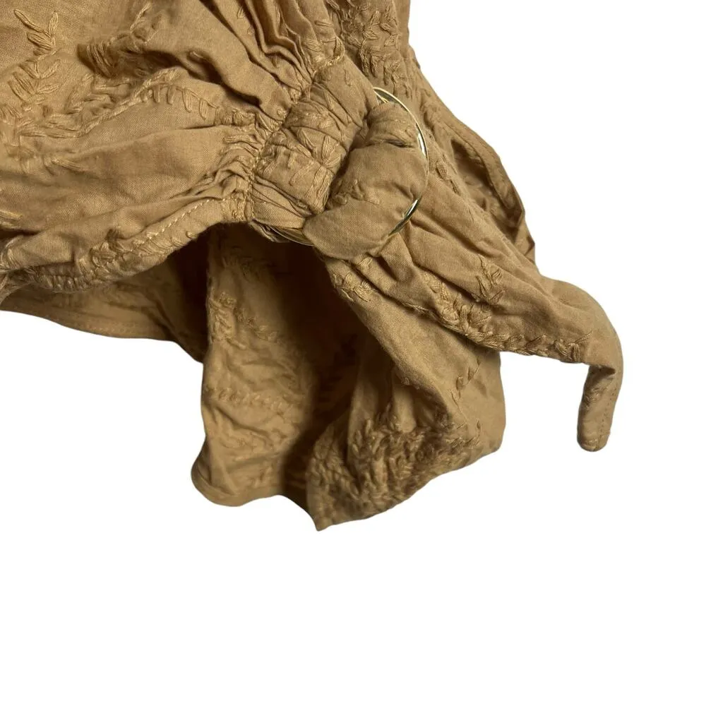 Maje Lalmeto One Sleeve Cut Out Ruched Tie Waist Tan Top Size Large - Image 10