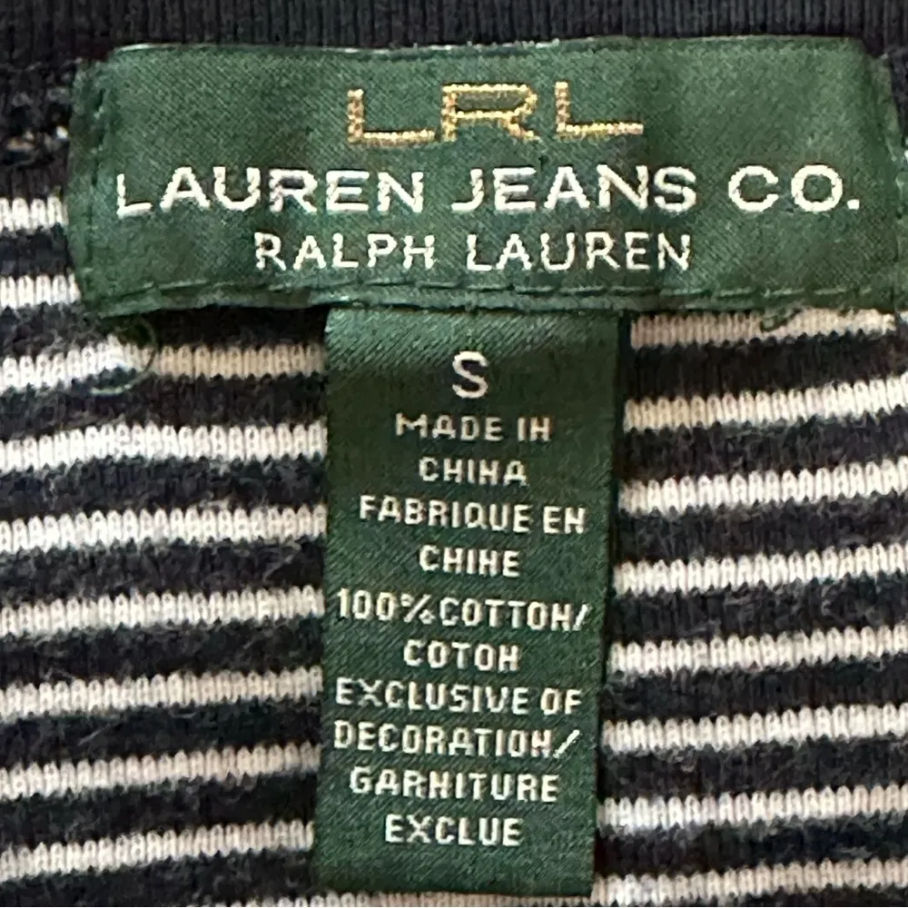 LRL Lauren Jeans Company Blue and White Striped Shirt Sz S - Image 2