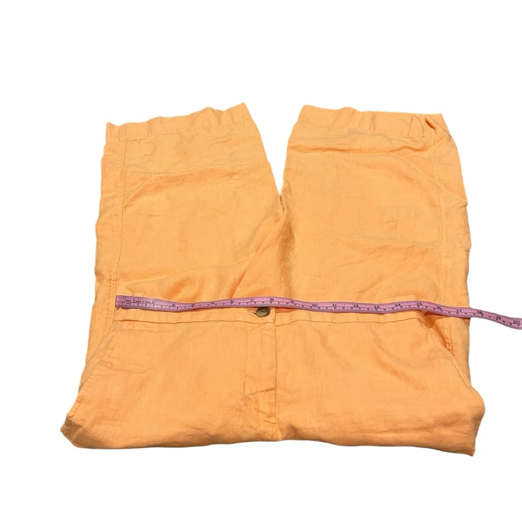 J. JILL Orange wide leg cropped love linen pants - Image 3