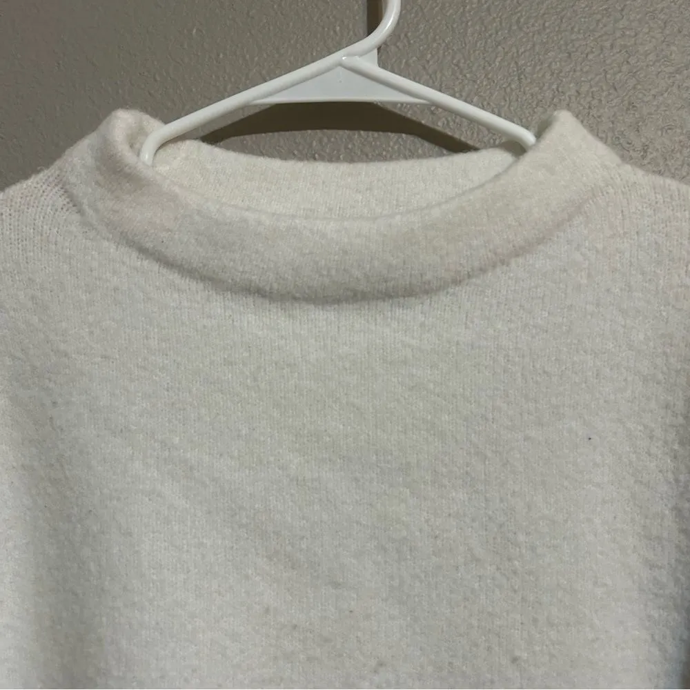 ZARA high neck wool blend neutral knit sweater women's size medium - Image 3