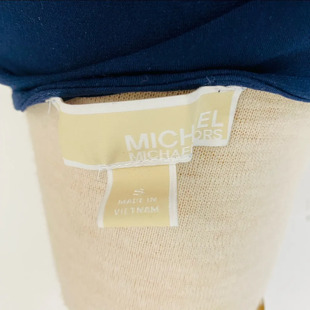 Michael Kors blue lace up cross cross tie long sleeve blouse - Image 4