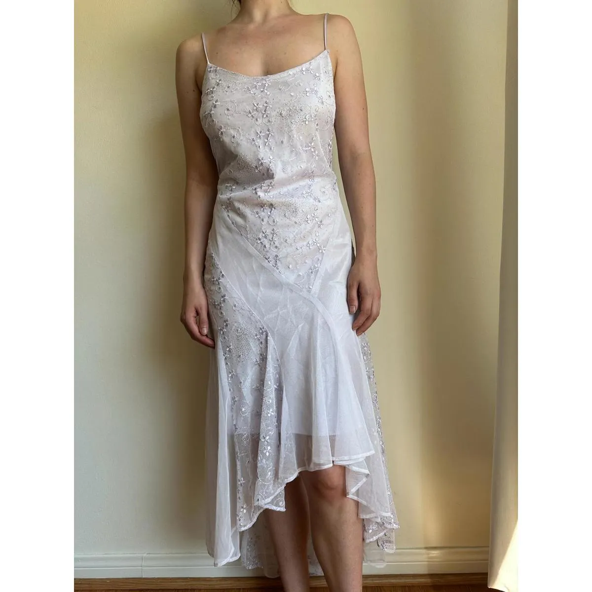 Lilac Lace Overlay Open Tie Back Fairy Midi Dress - Image 9