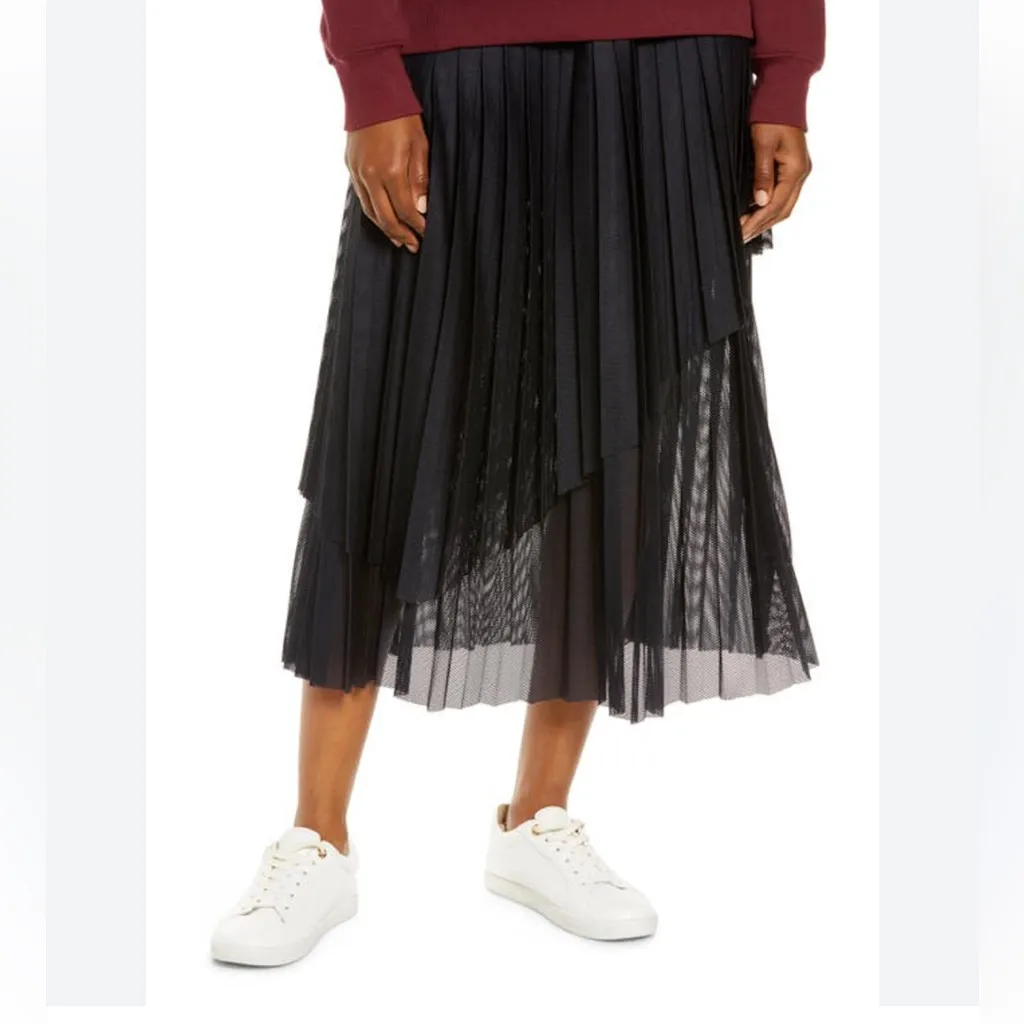 ZELLA NEW! black asymmetric overlay sporty midi dress S - Image 7