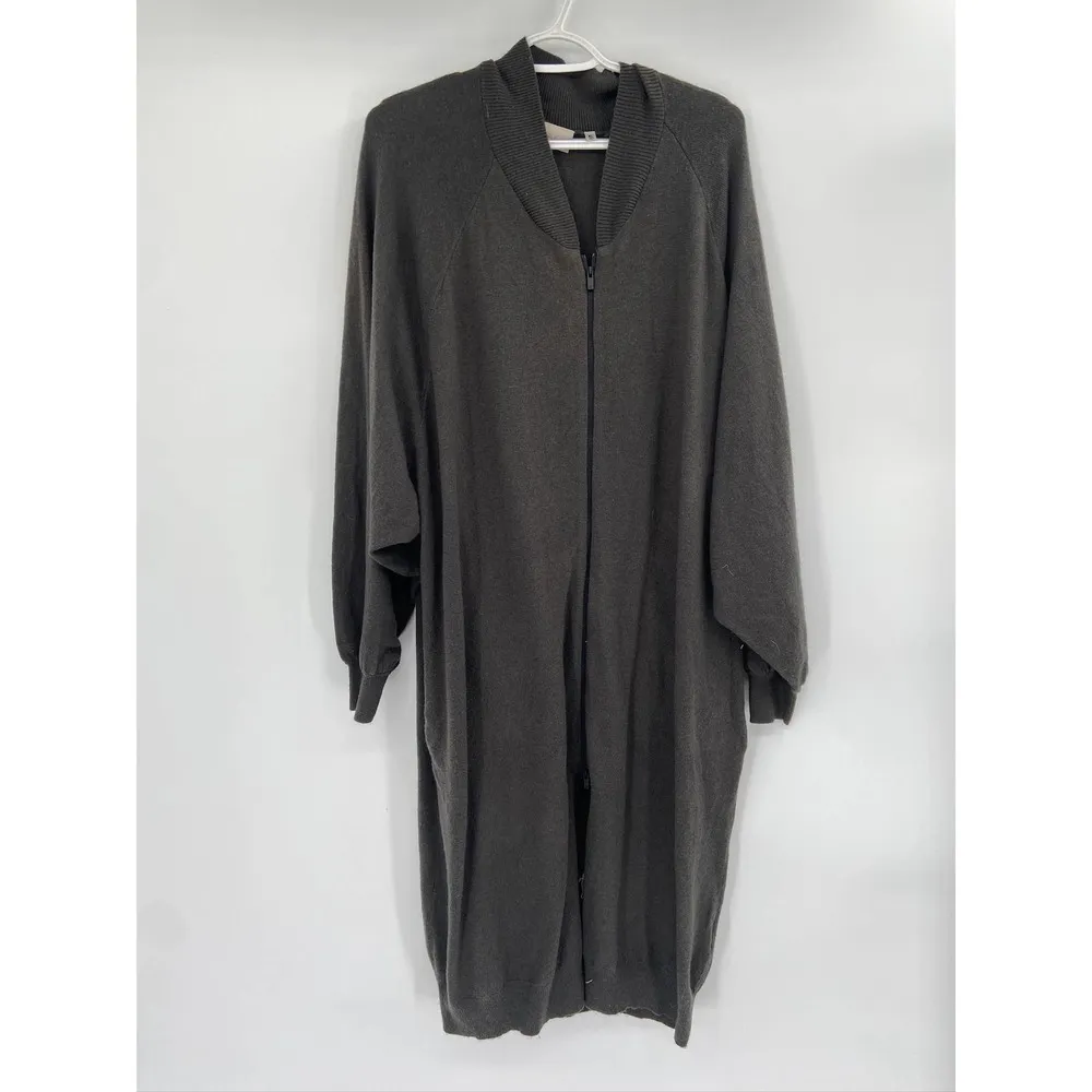 Essentials Fear of God Charcoal Wool Blend Zip Up Cardigan Jacket Size XL - Image 3