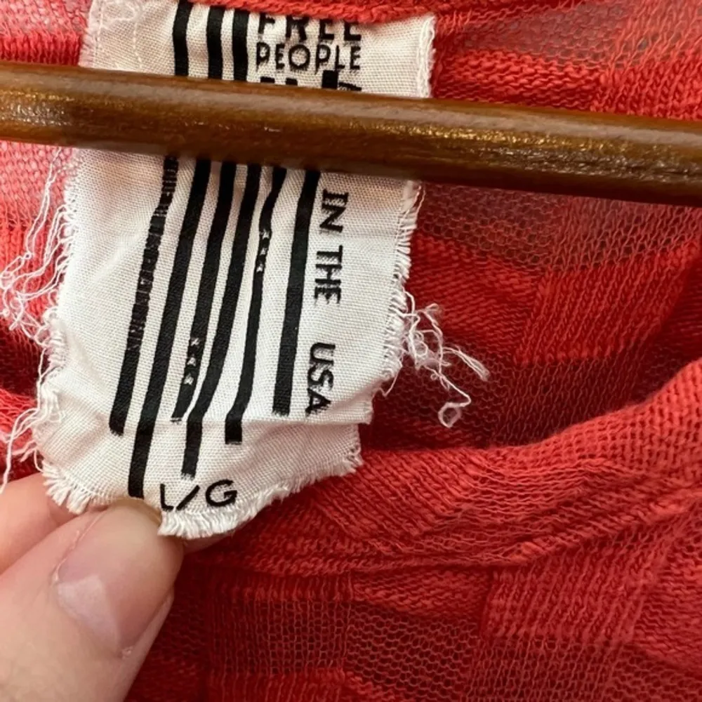 Free People asymmetrical high low orange cap sleeve short sleeve shirt sz large - Image 5