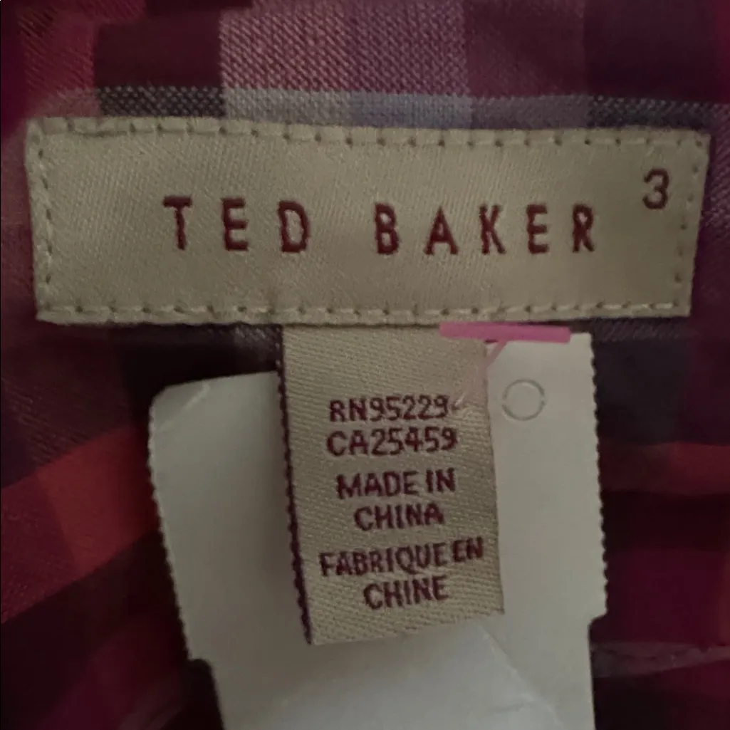 Ted Baker Vibrant Pink and Purple Checkered Skater dress - Image 9