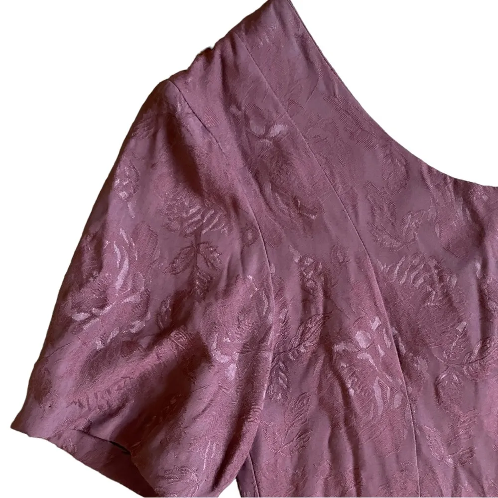 Vintage Mica Burgundy Red Floral Dress Women’s Size Small - Image 8