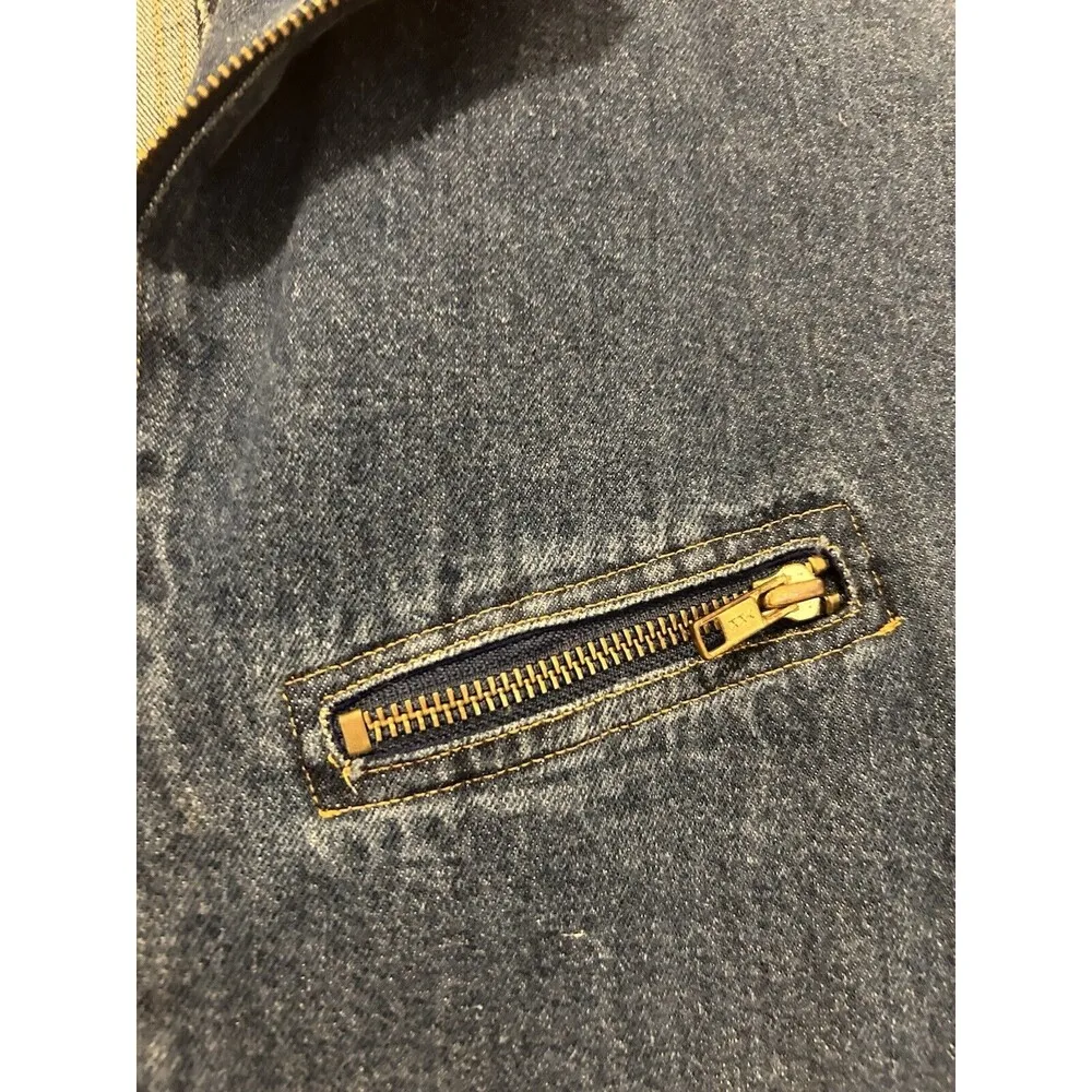 Vintage 90’s Long Sleeve Full Zip Retro Midi Blue Denim Dress Size 3 Rocker - Image 2