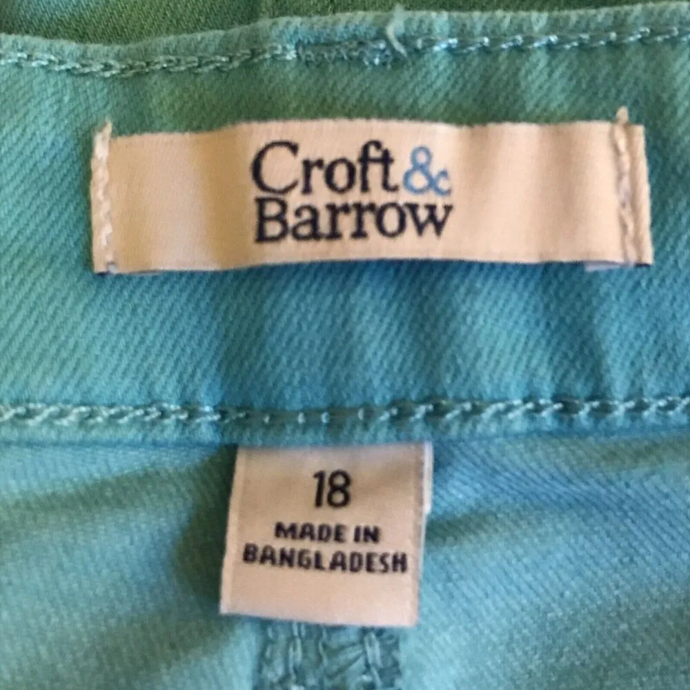 Croft & Barrow Women’s 18 Mid Rise Belted Mid calf Denim Capri NWT turquoise - Image 2