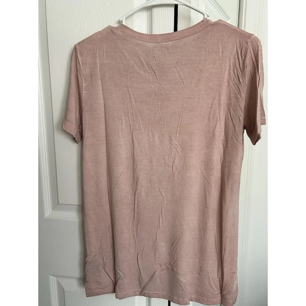 POL Crewneck Short Sleeve Rayon/Spandex T-Shirt Pink Size M - Image 2