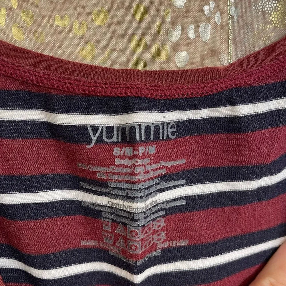 Yummie Maroon Black Ruby Striped Shaping Sleeveless Seamless Bodysuit, S/M - Image 3