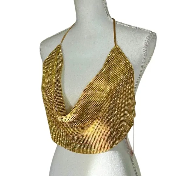 Vintage Chainmail Halter Top Gold Size undefined - Image 2