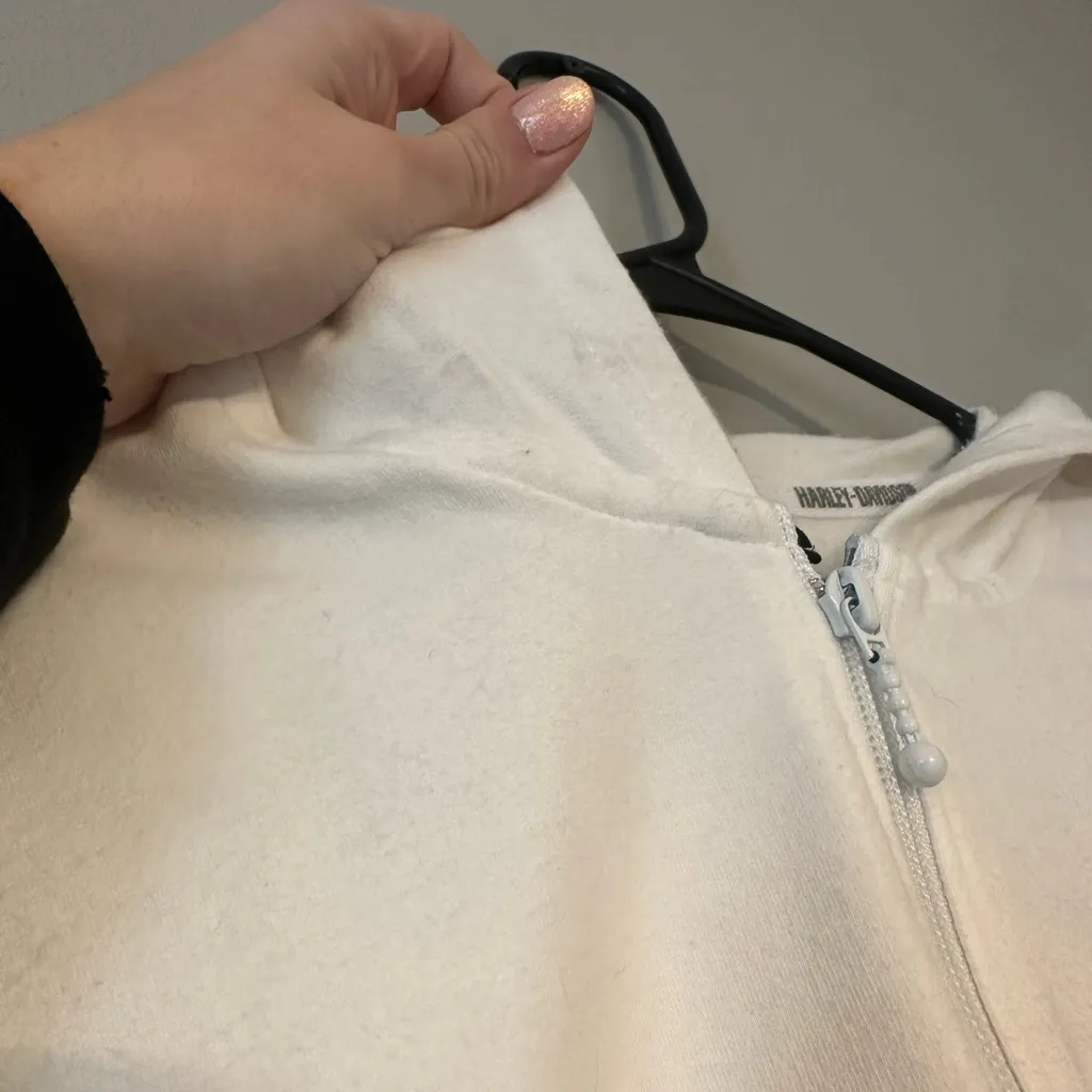 Harley Davidson Off White Sweatshirt Women’s Rhinestone Size M - Image 3