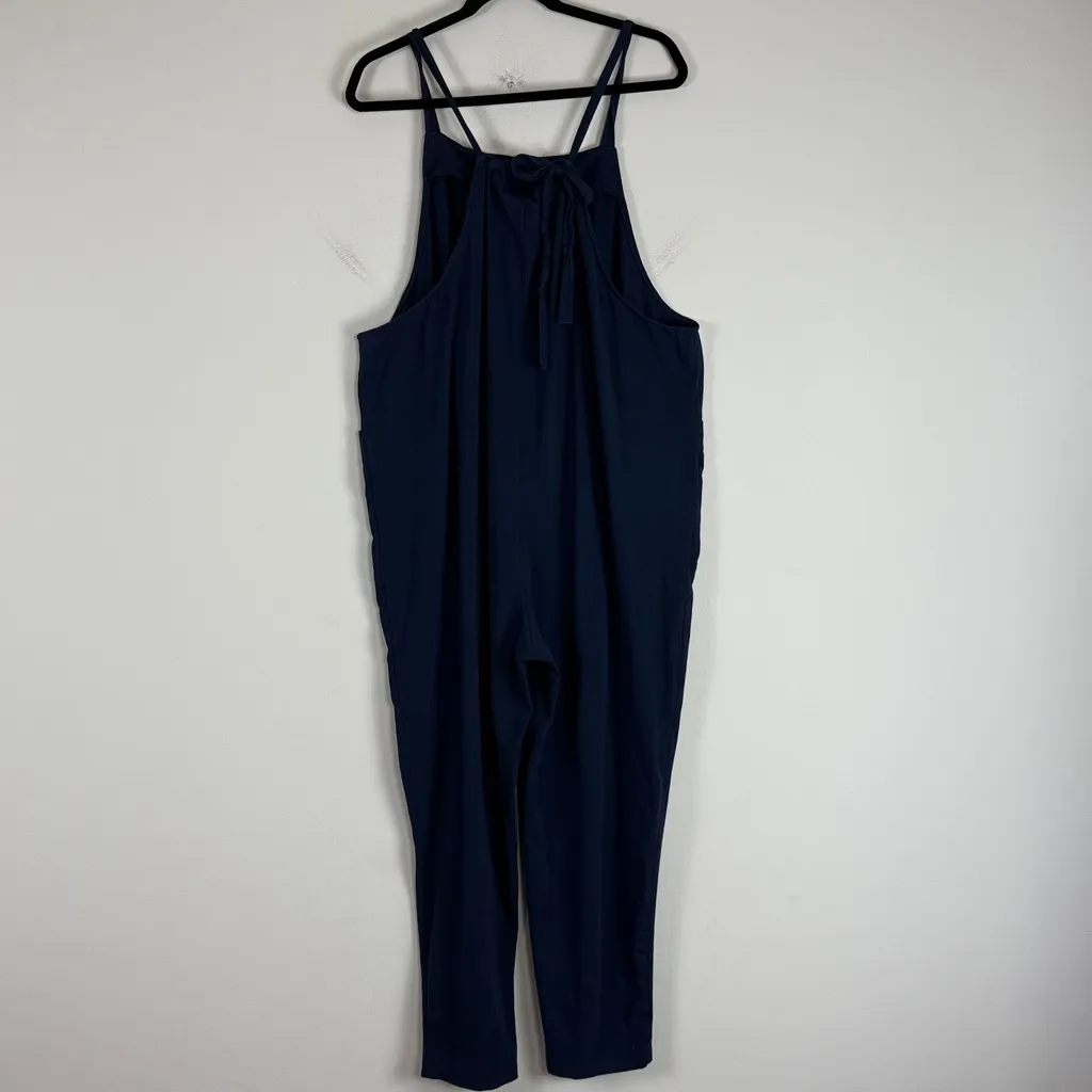 Quince‎ Organic Cotton Maternity Jumpsuit Adjustable Straps Navy Blue Size XL - Image 6