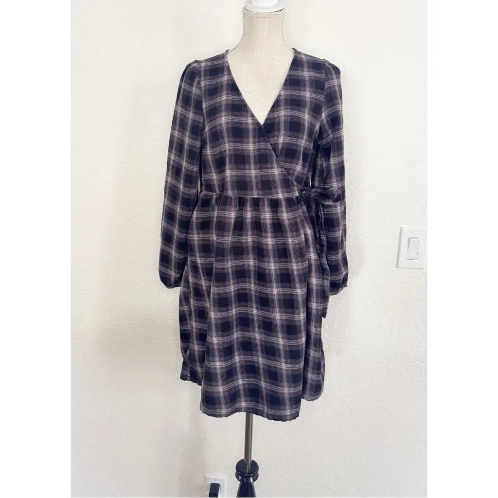 American Eagle Outfitters Dark Plaid Long Sleeve Dress - Image 2